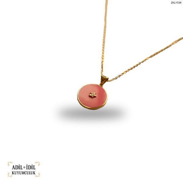 Minimal Yıldızlı Pembe Mine Kolye