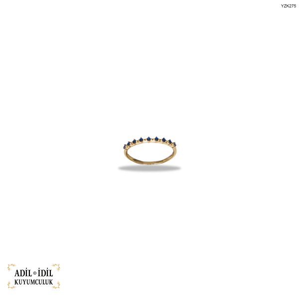 Mavi Taşlı Minimal Altın Yüzük