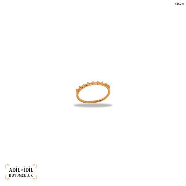 Beyaz Taşlı Minimal Altın Yüzük