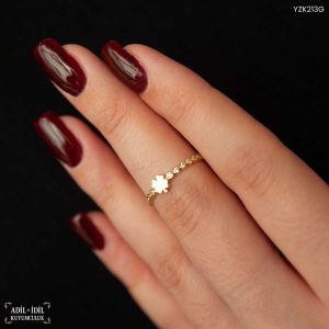 14 Ayar Altın Yoncalı Yüzük