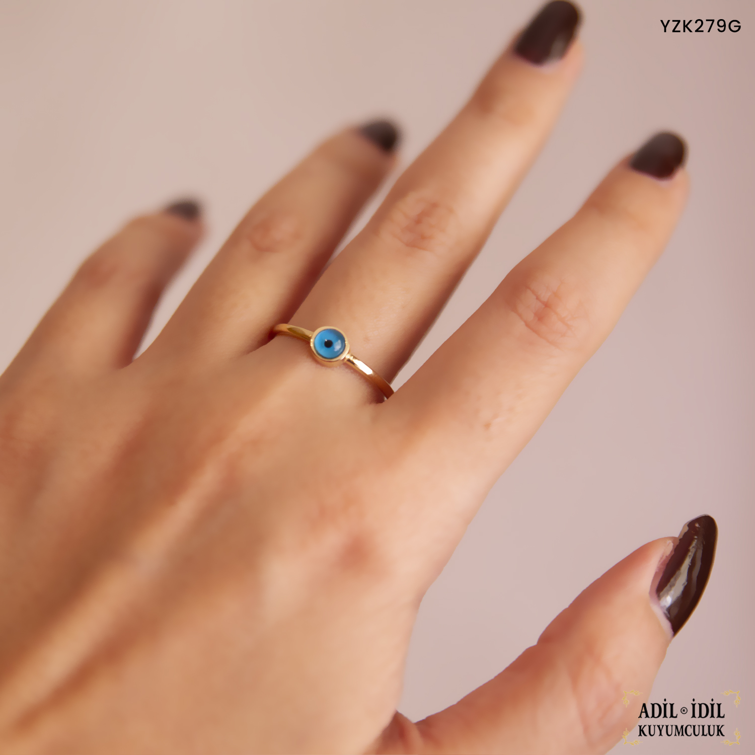 Nazar Boncuklu Bombeli Yüzük