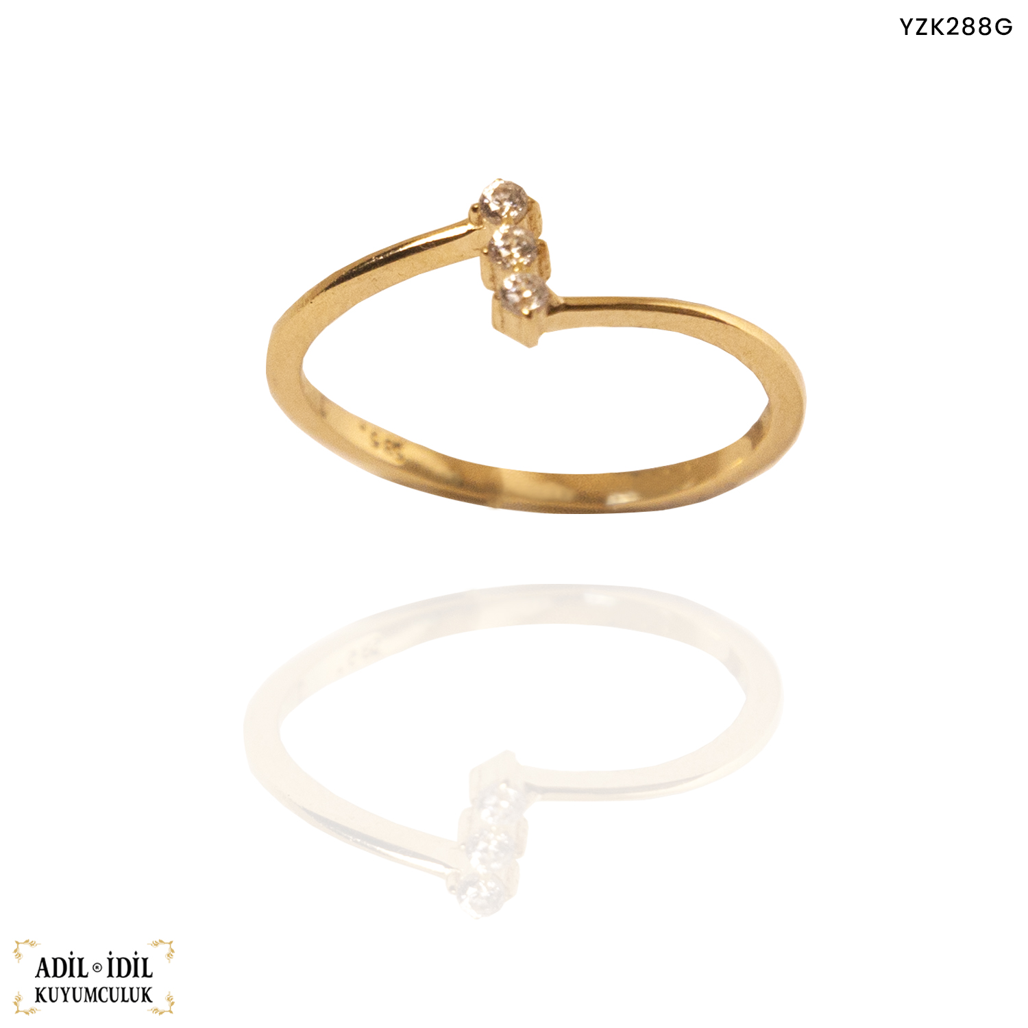 Dikey Üç Taşlı Yüzük