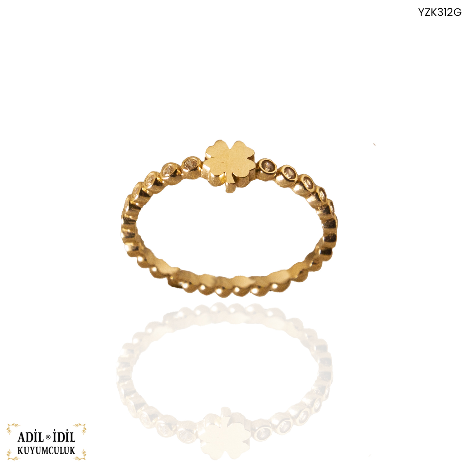 14 Ayar Altın Yoncalı Yüzük