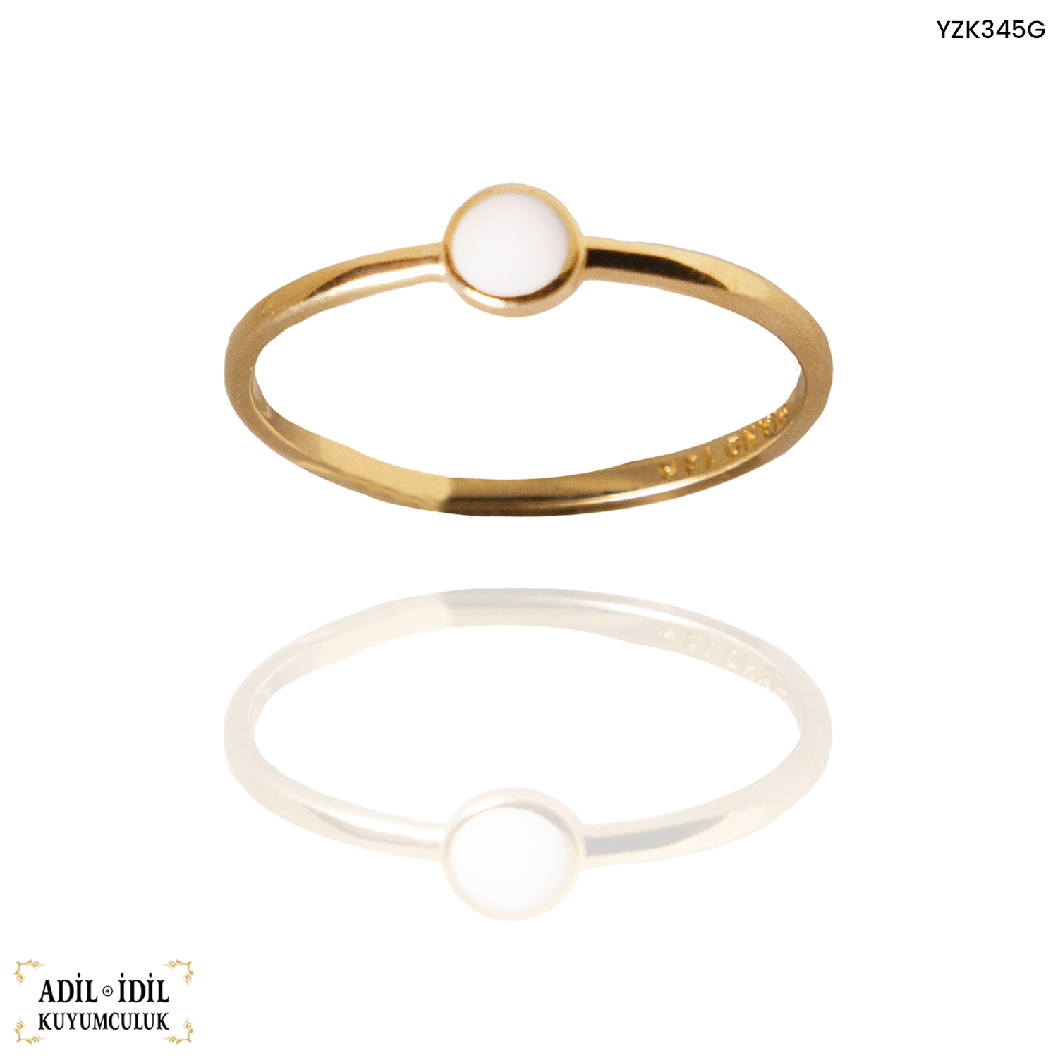 Beyaz Mineli Altın Yüzük