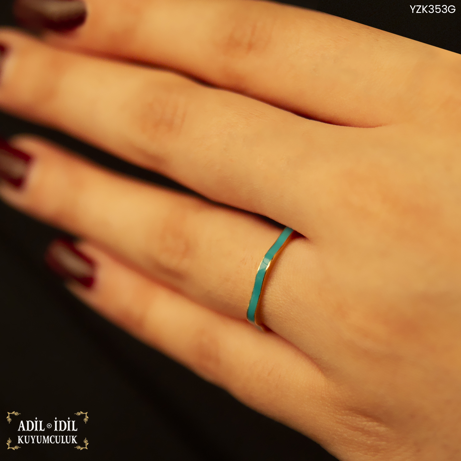 14 Ayar Mavi Altın Yüzük