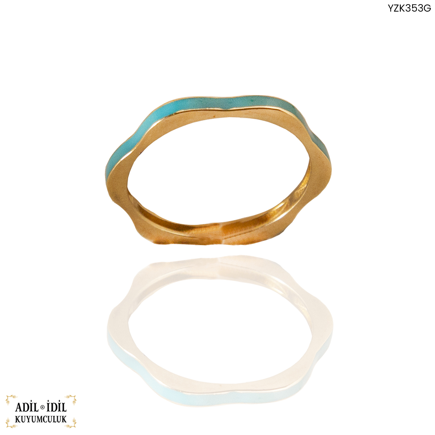 14 Ayar Mavi Altın Yüzük