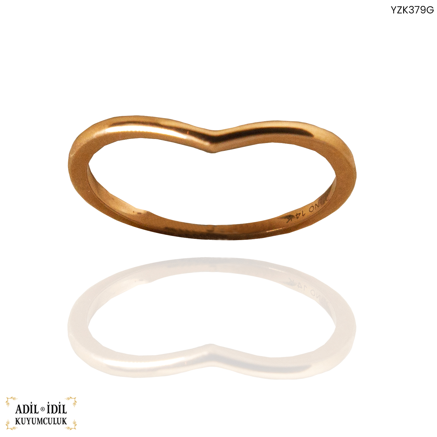 V Model 14 Ayar Altın Yüzük