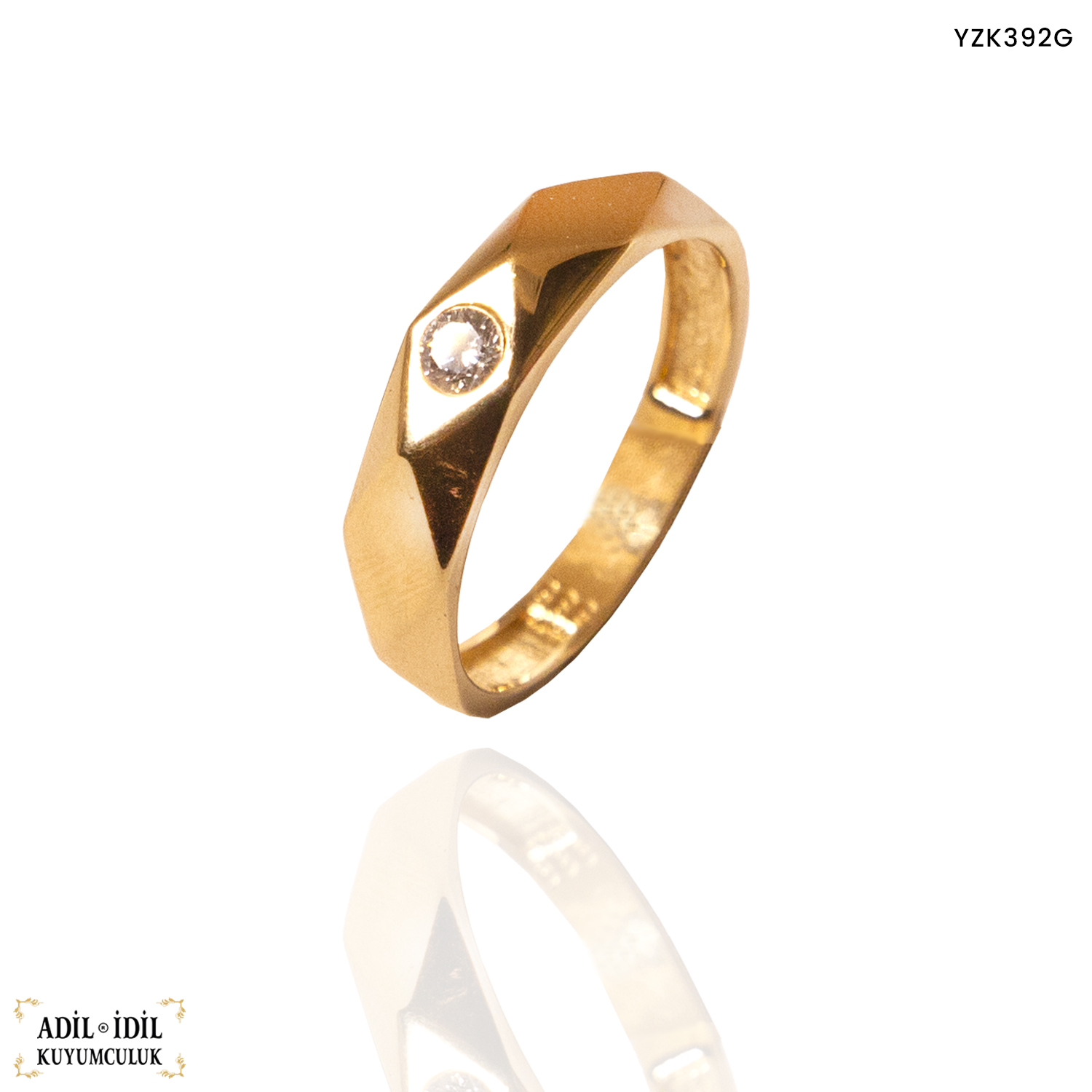 Geometrik Desenli Tektaş Yüzük”