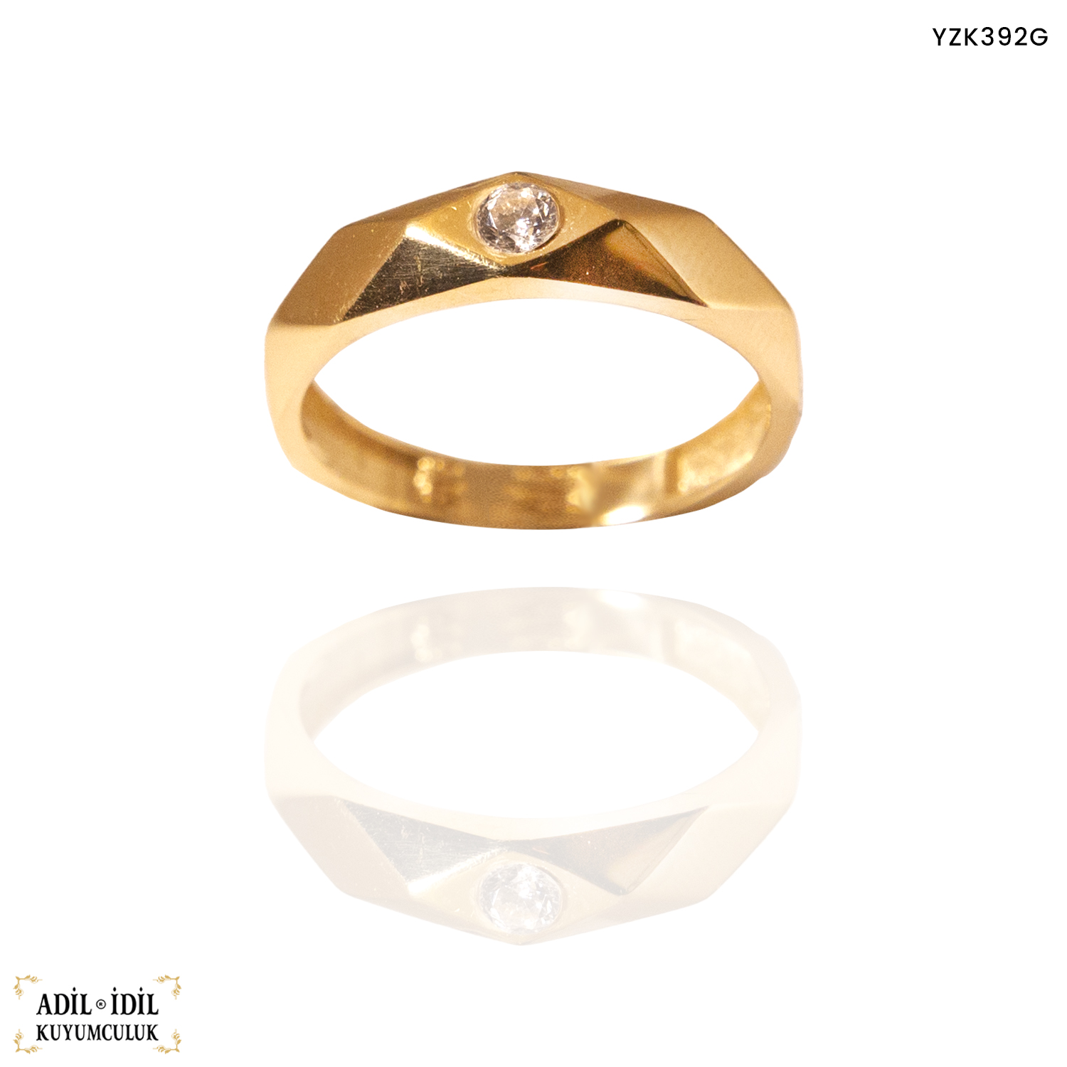 Geometrik Desenli Tektaş Yüzük”