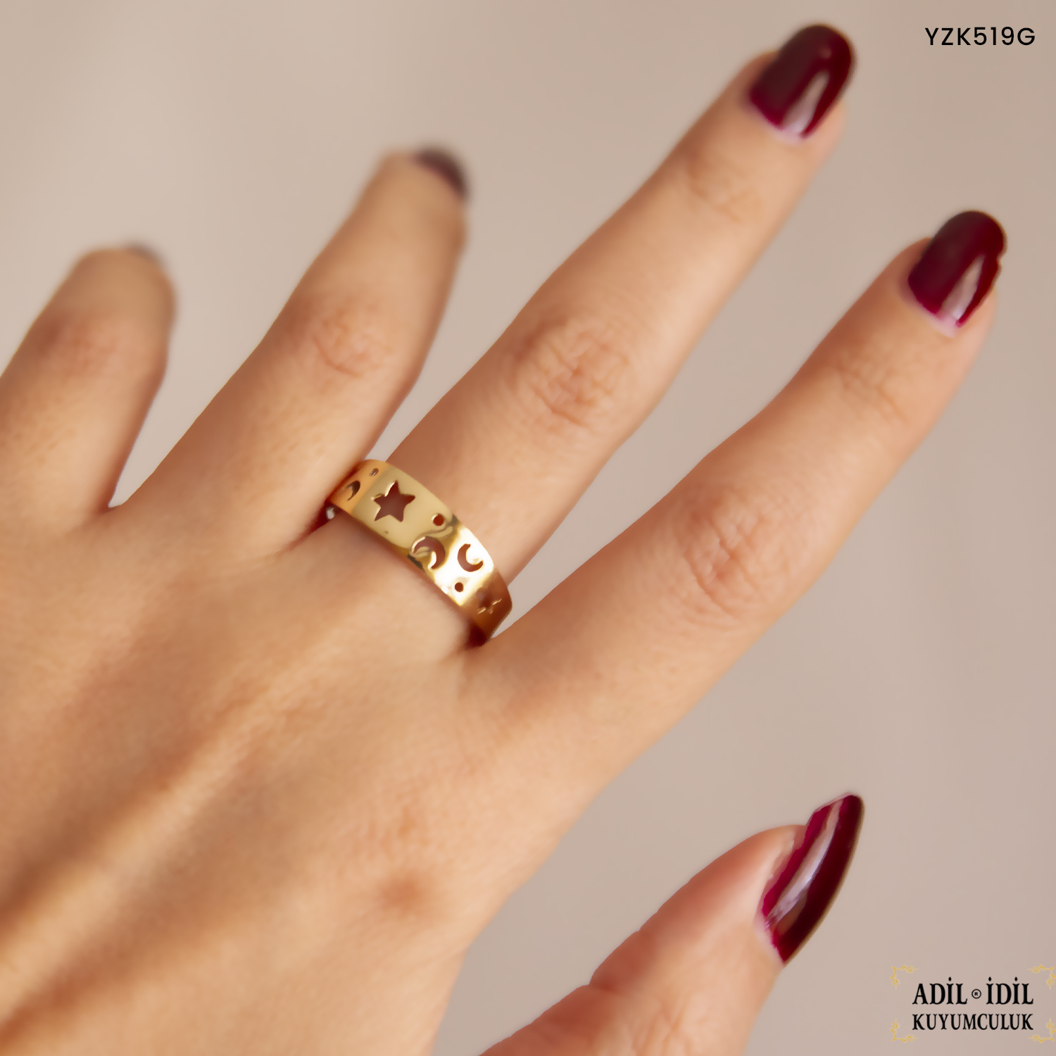 Yıldız Ve Ay Desenli Yüzük