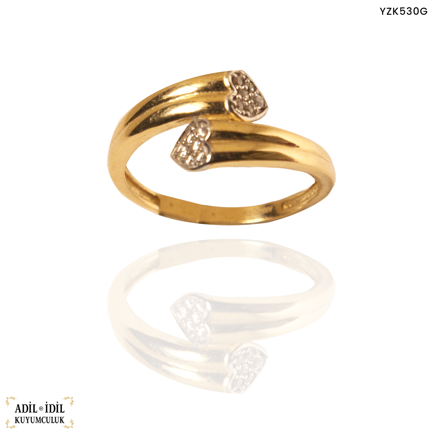 Kalp Detaylı Altın Yüzük