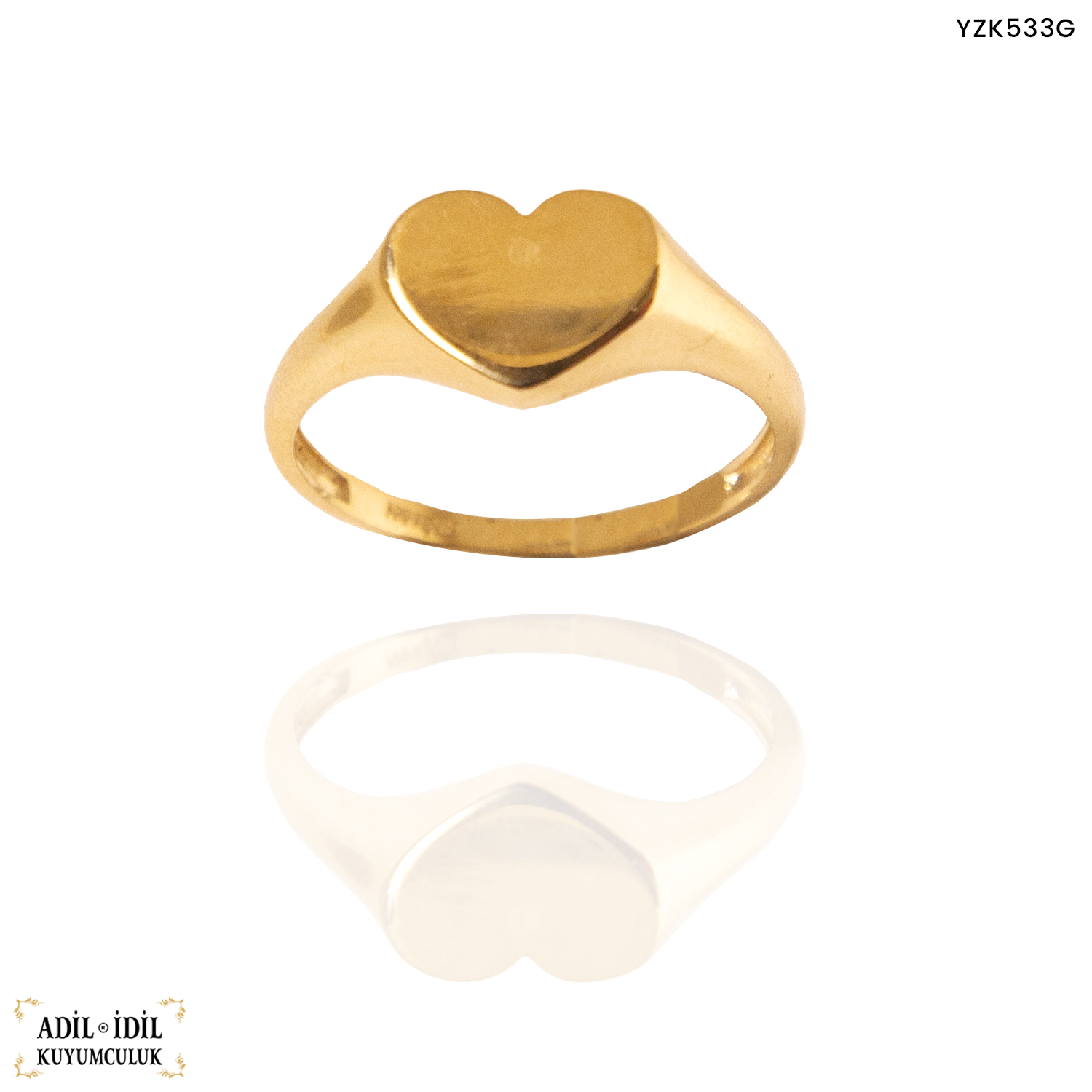 Kalp Detaylı Altın Yüzük