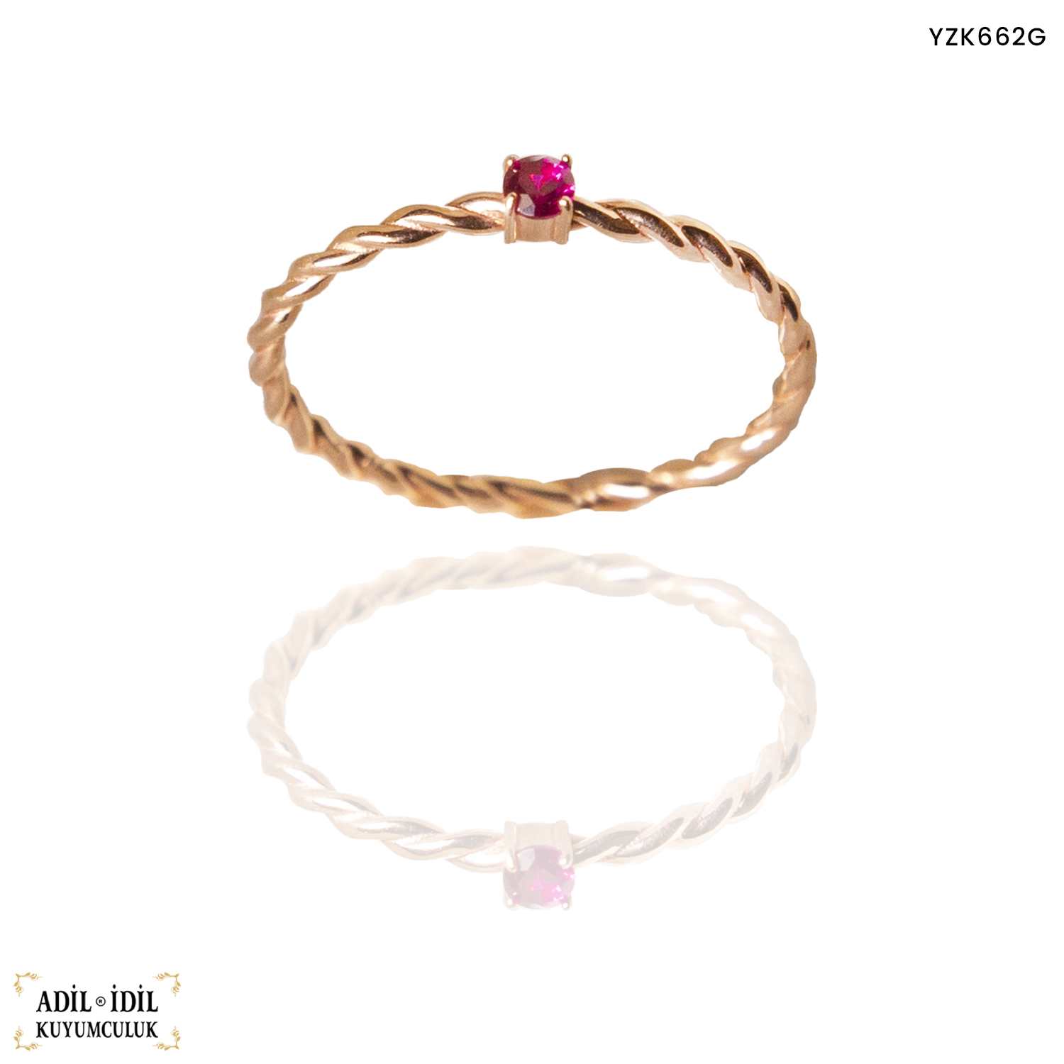 Pembe Taşlı Burgu Yüzük