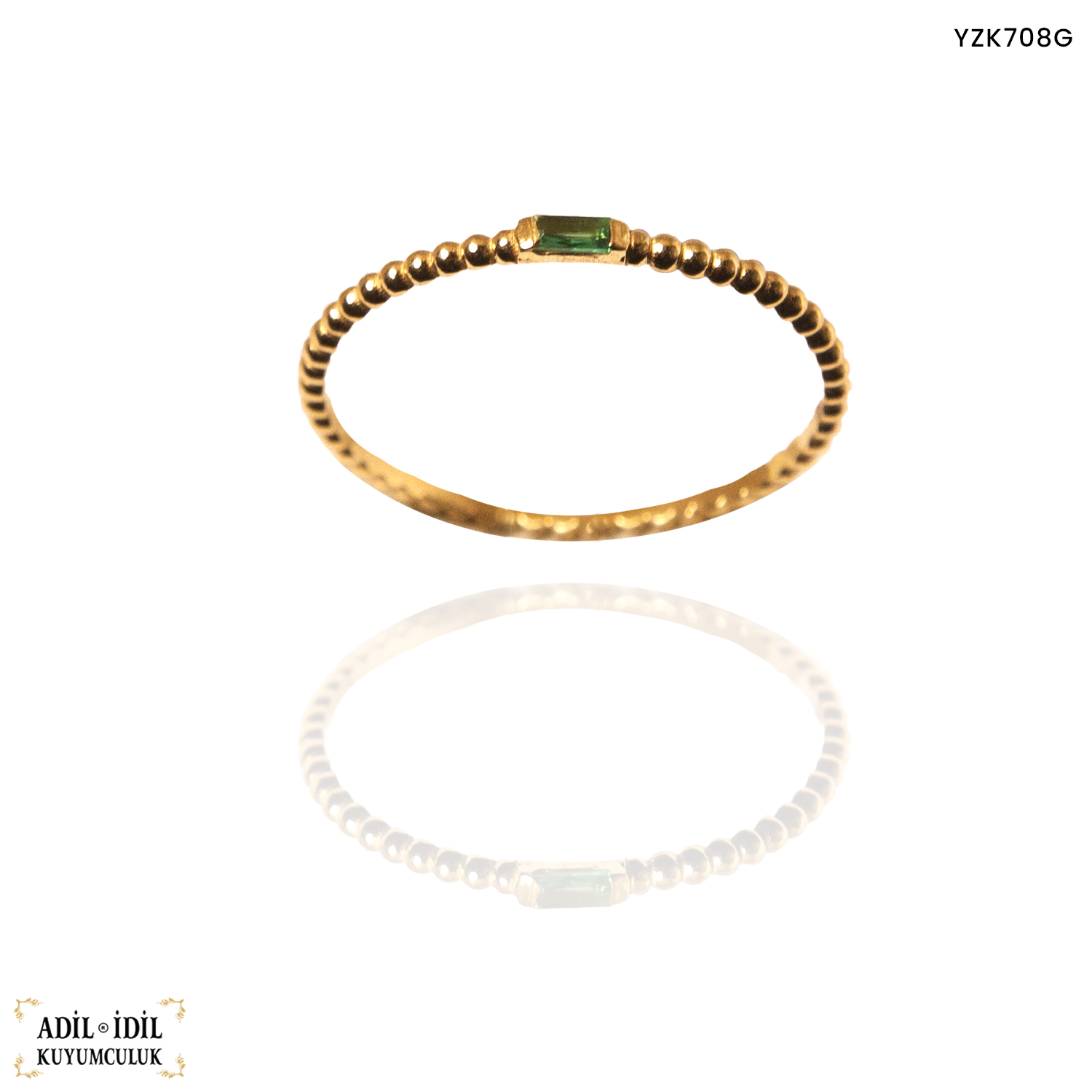 Yeşil Taşlı Altın Eklem Yüzüğü