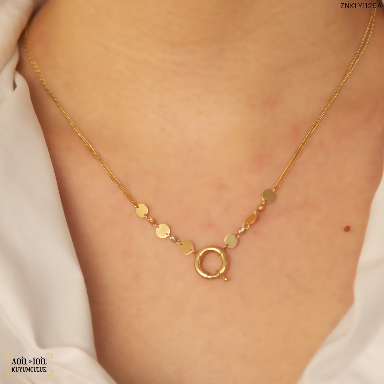 Çift Zincirli Halka Kesim Dorika Toplu Kolye