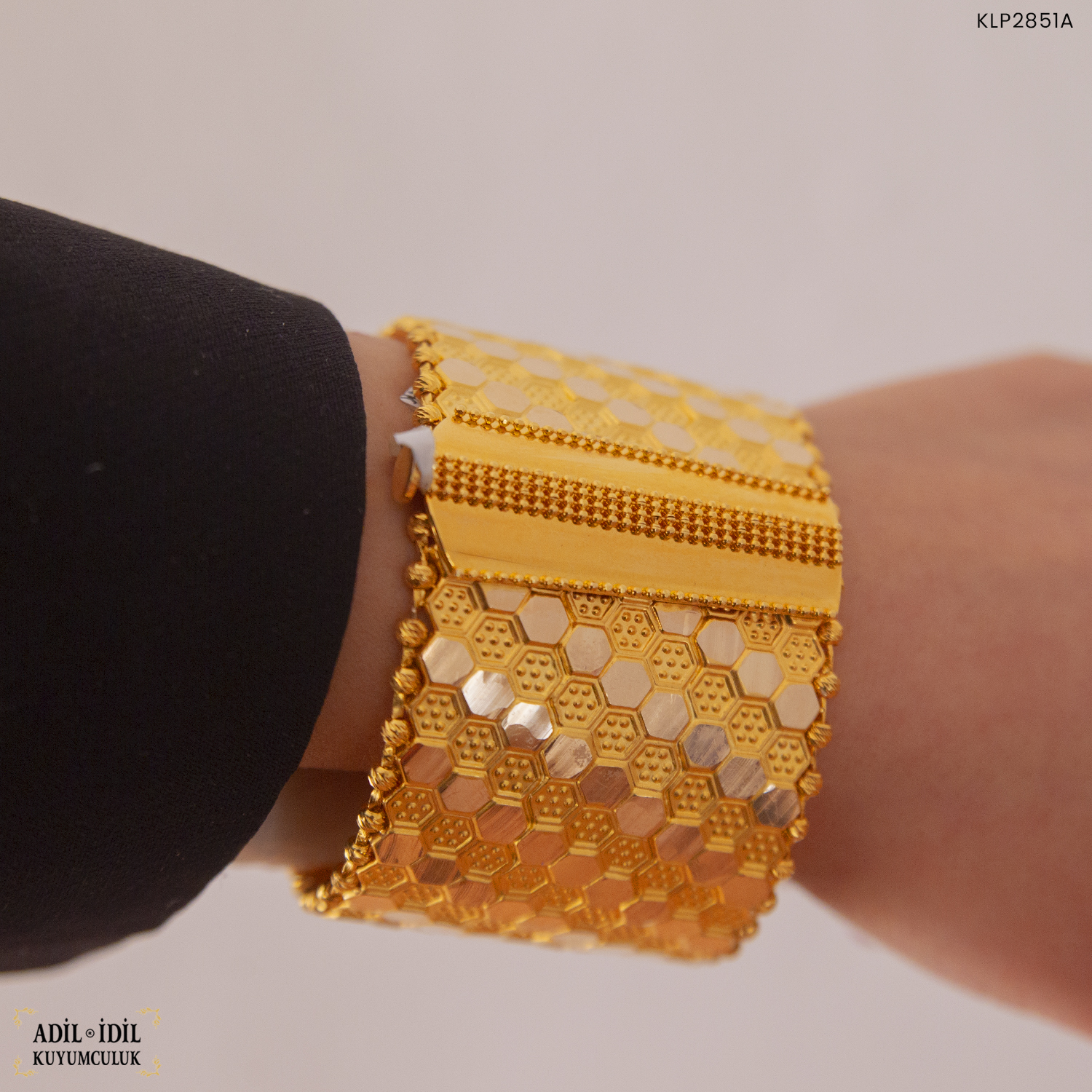 14 Ayar Altın Petek Model Kelepçe