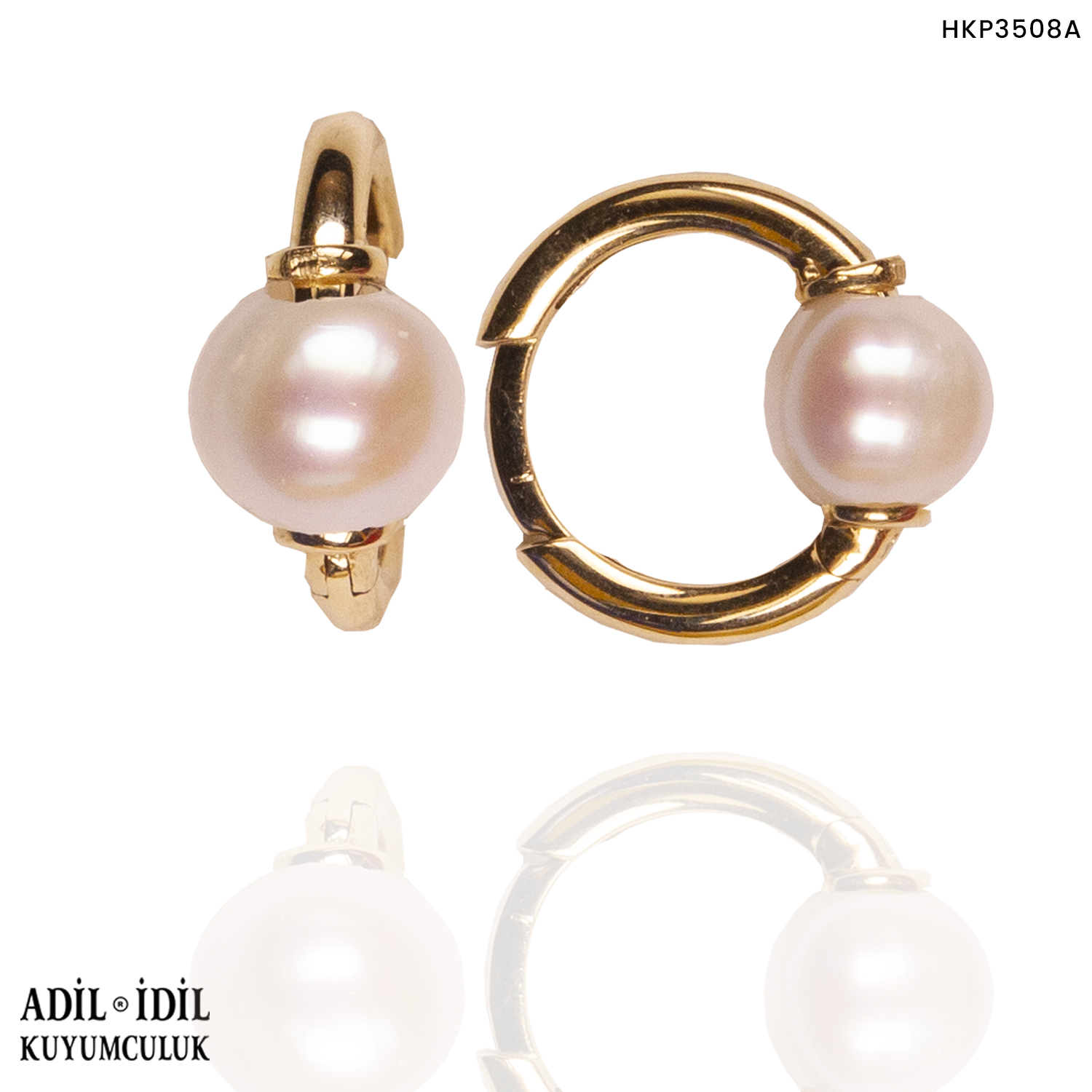 İnci Detaylı 14 Ayar Altın Küpe