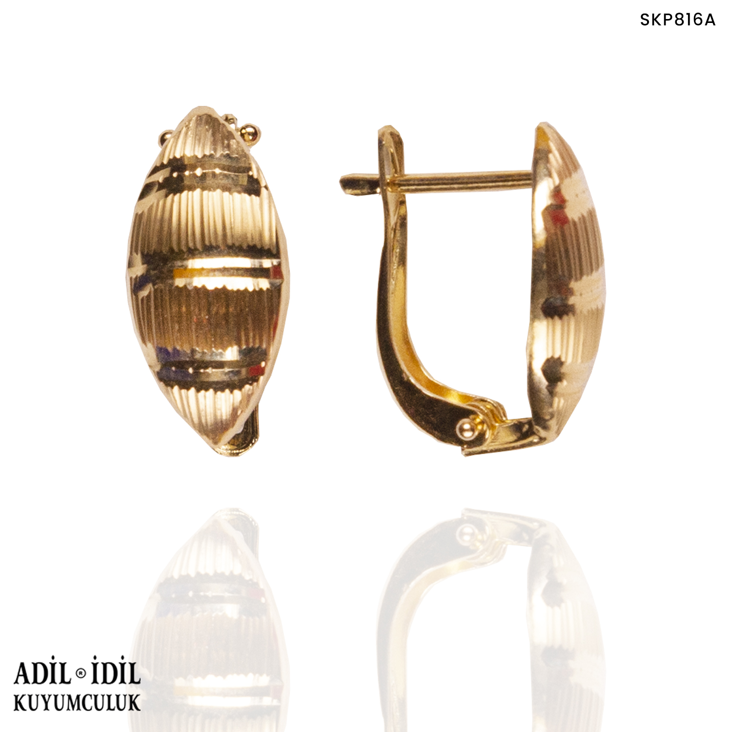 Oval Oymalı Gizli Kilit Küpe