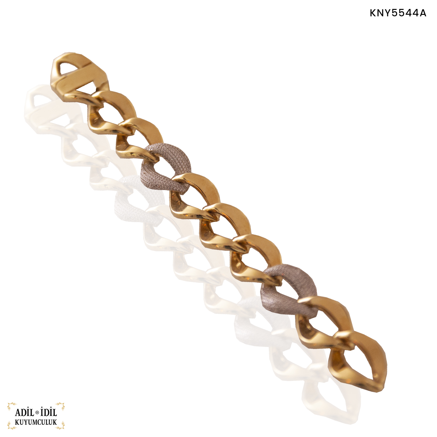 14 Ayar Taşlı Örgü Altın Bileklik