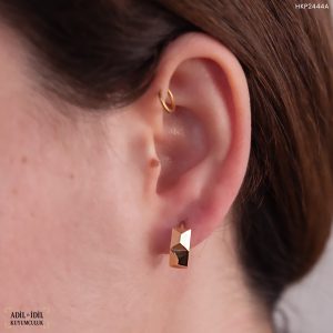 14 Ayar Altın Asimetrik Kesim Halka Küpe