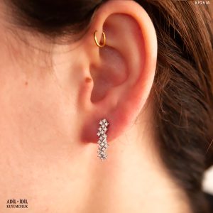 14 Ayar Altın Pırlanta Taşlı Küpe