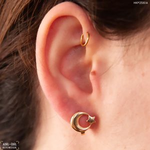 14 Ayar Altın Ay Yıldız Küpe