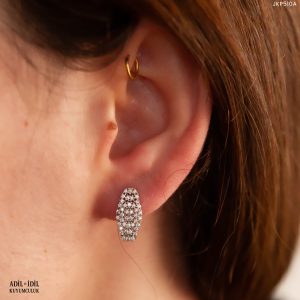 14 Ayar Altın Badem Model Taşlı Küpe