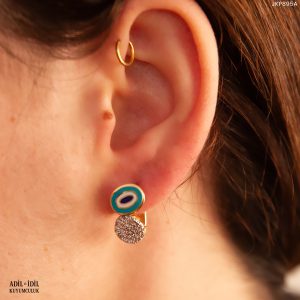 Taşlı Göz Nazar Boncuklu Küpe