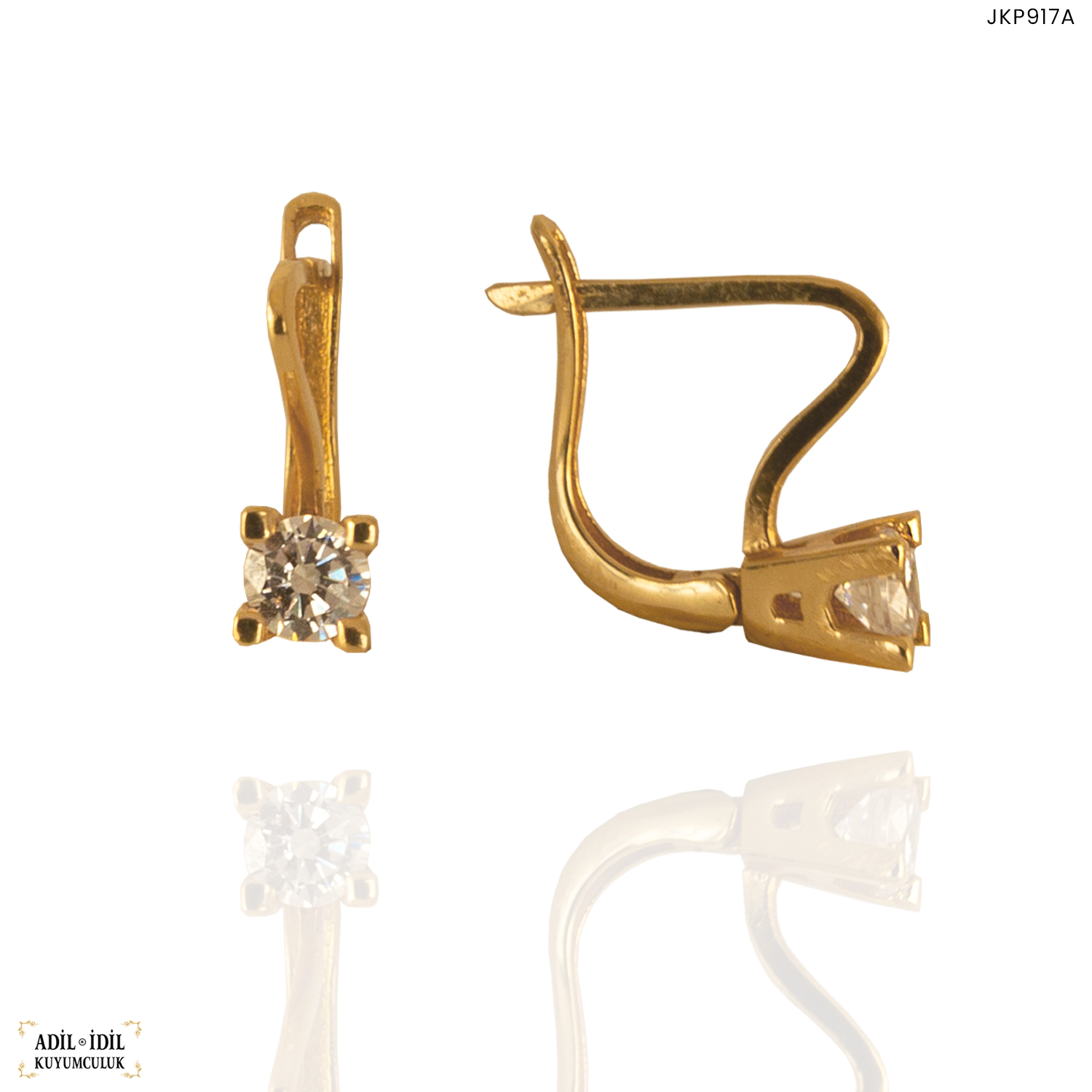 14 Ayar Altın Tektaş Küpe