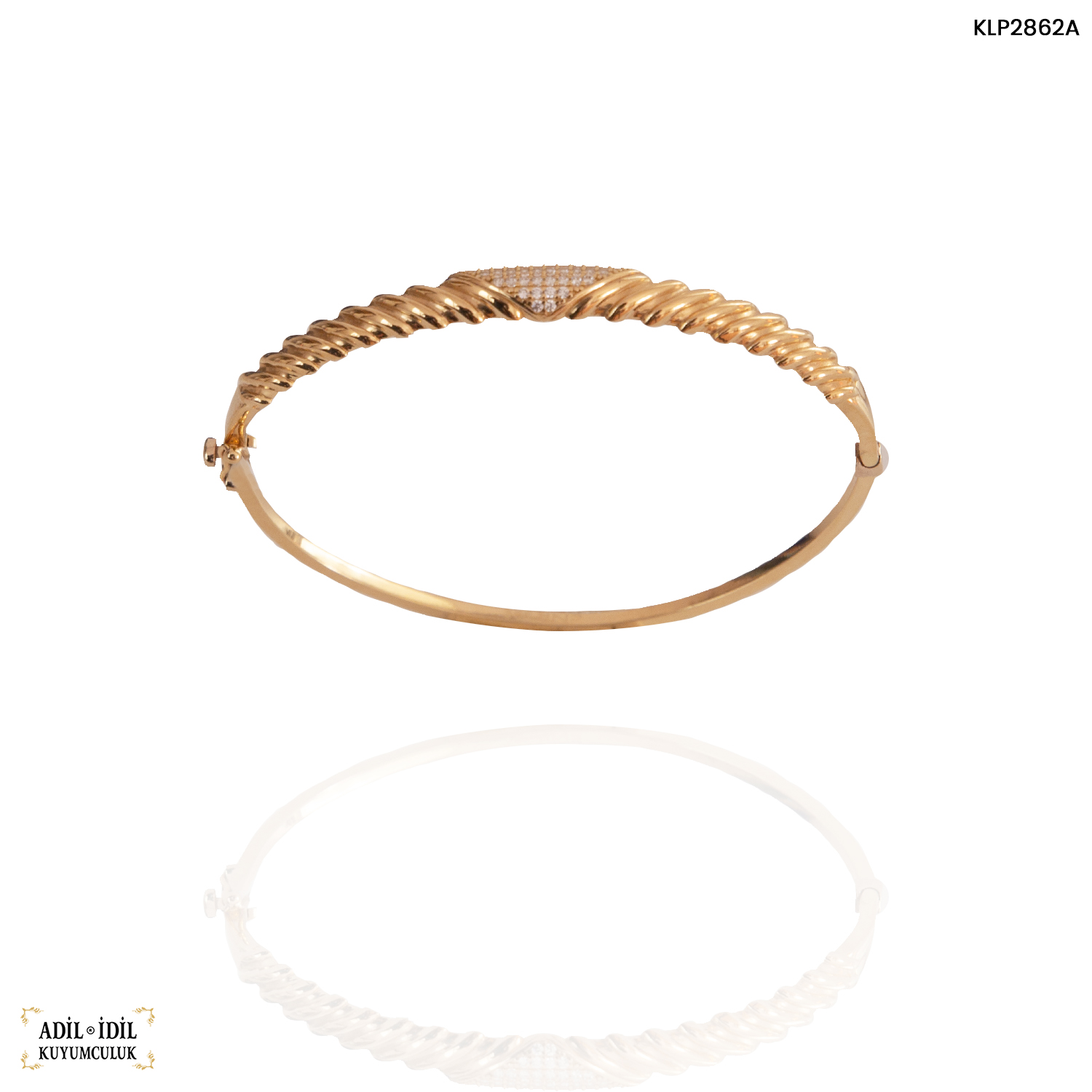 14 Ayar Özel Tasarım Taşlı Kelepçe