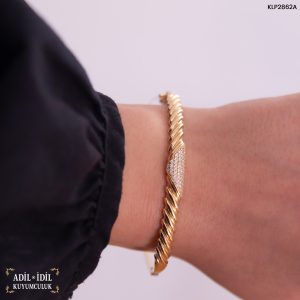 14 Ayar Özel Tasarım Taşlı Kelepçe