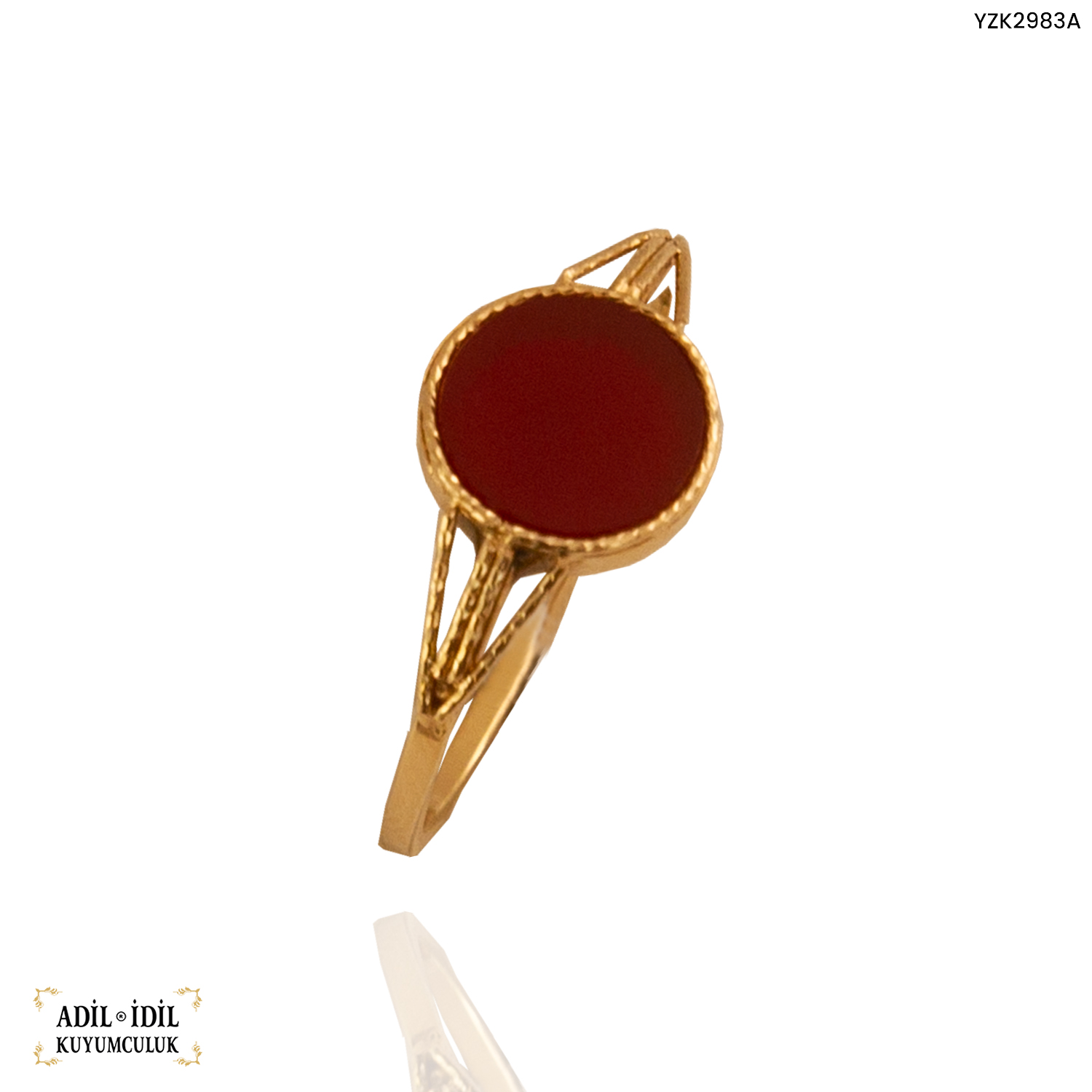 Kırmızı Taş Yuvarlak Yüzük