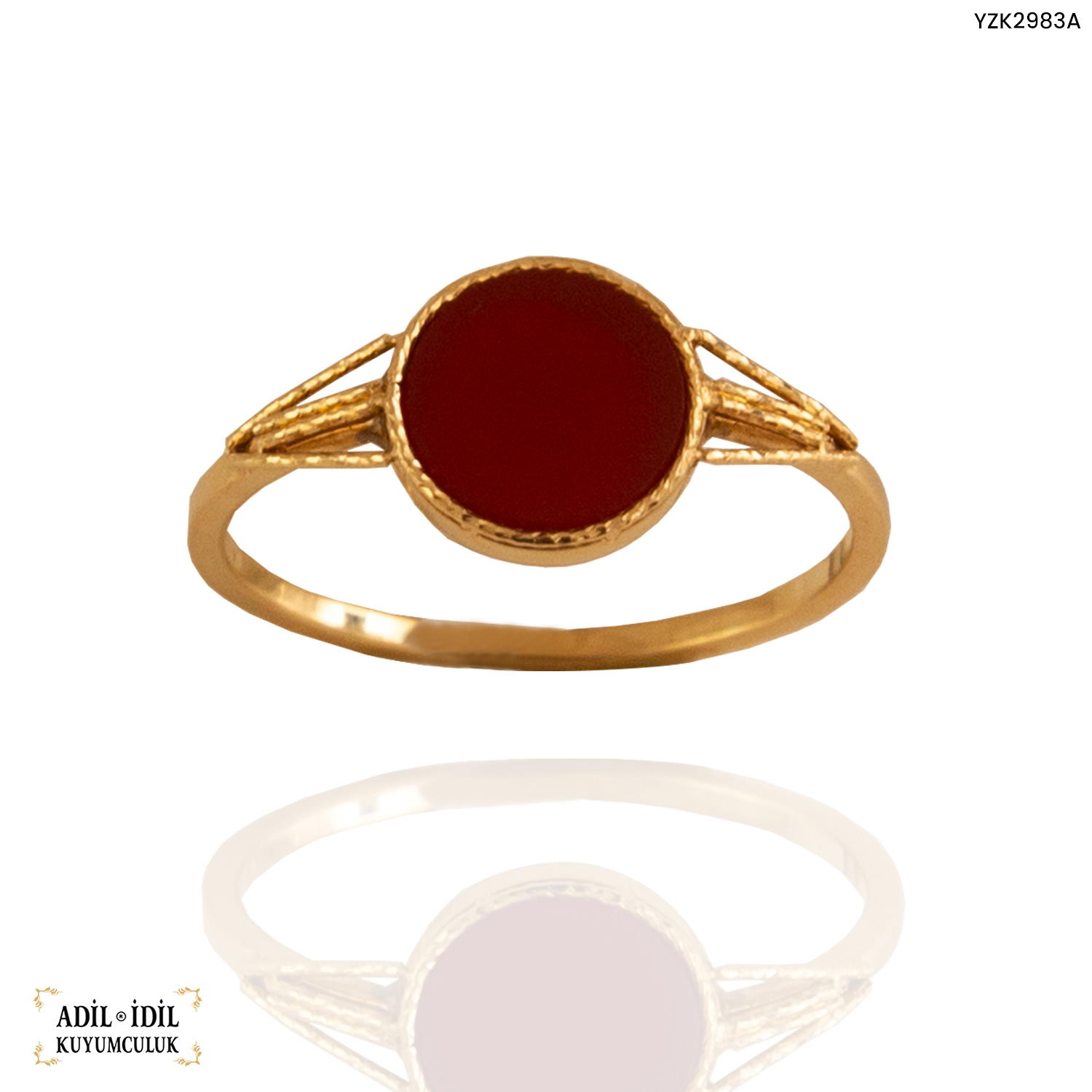 Kırmızı Taş Yuvarlak Yüzük