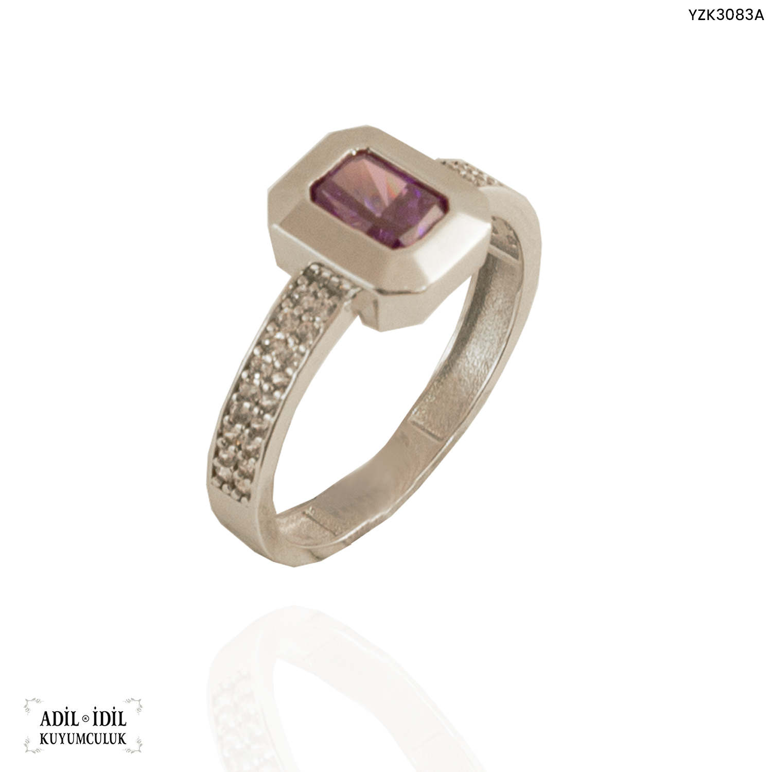 Beyaz Altın Taşlı Yüzük