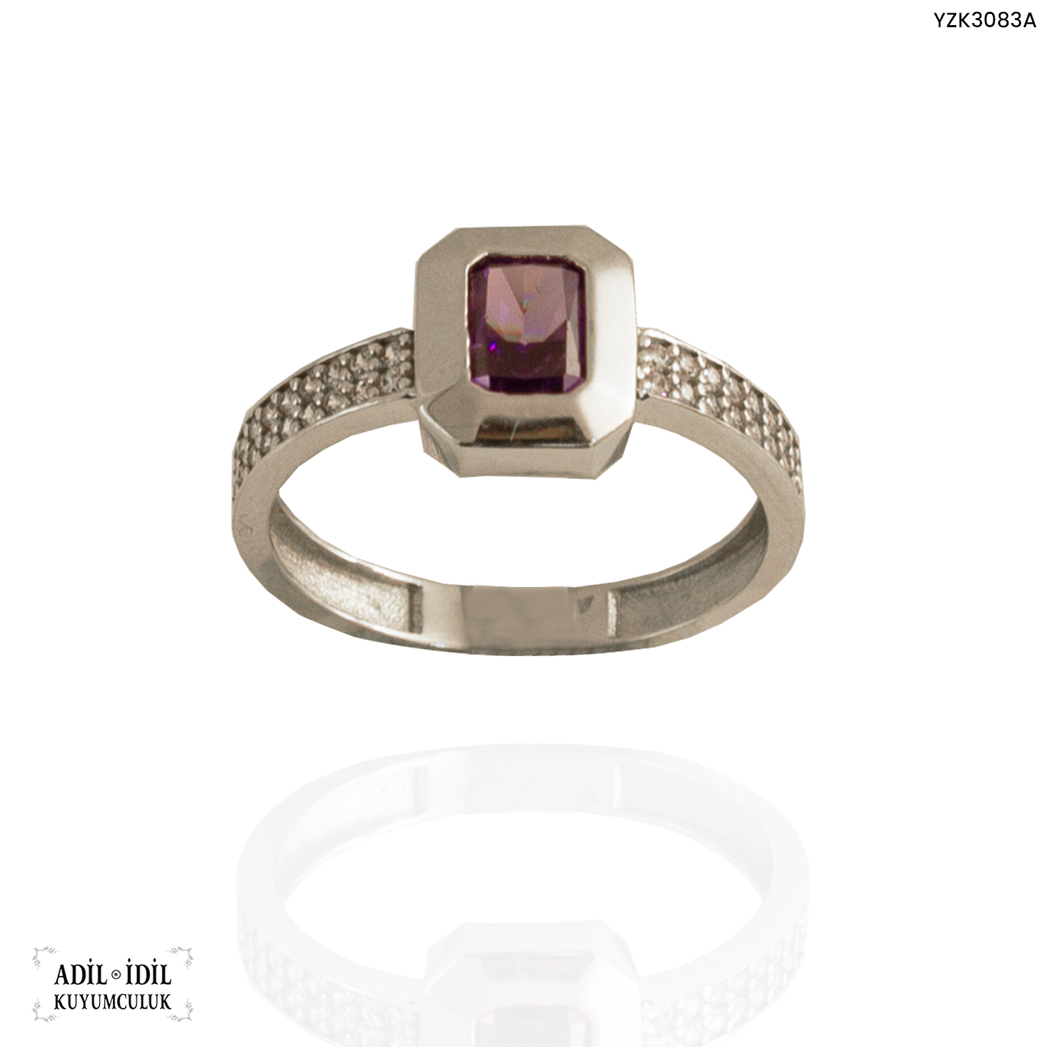 Beyaz Altın Taşlı Yüzük