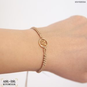 M Harfli Ayarlanabilir Altın İp Bileklik