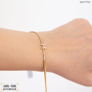 14 Ayar Altın H Harfli Balıksırtı Bileklik