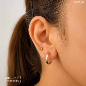 14 Ayar Altın Balıksırtı Model Halka Küpe