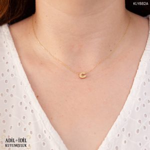 C Harfli Minimal14 Ayar Altın Kolye
