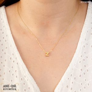 Z Harfli Minimal 14 Ayar Altın Kolye