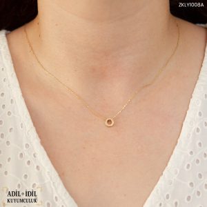 O Harfli Minimal 14 Ayar Altın Kolye