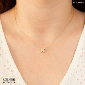 K Harfli Minimal 14 Ayar Altın Kolye
