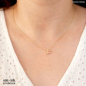 L Harfli Minimal 14 Ayar Altın Kolye