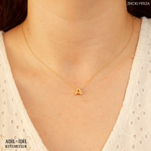 A Harfli Minimal 14 Ayar Altın Kolye