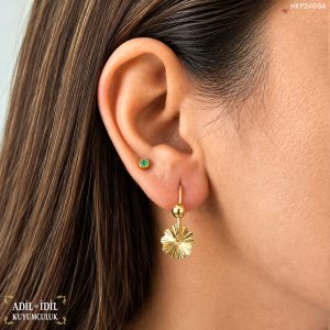 14 Ayar Altın Göçmen Küpesi